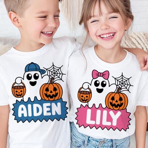 Personalized Halloween Kids Name Png, Spooky Halloween Kids Shirt Png, Halloween Ghost Pumpkin Png, Custom Halloween, Cute Halloween Kid