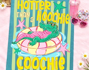 Hotter Than A Hoochie Coochie Png, Summer Alligator Png, Striped Summer Png, Preppy Summer Png, Funny Gator Png, Hoochie Coochie Png