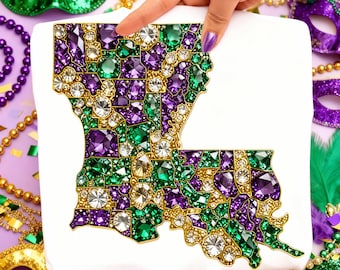 Louisiana Mardi Gras png, konstgjorda strass-png, ädelstensdesign png, fet tisdag-png, New Orleans-png, bling-png, Nola-png, glittrig skjorta