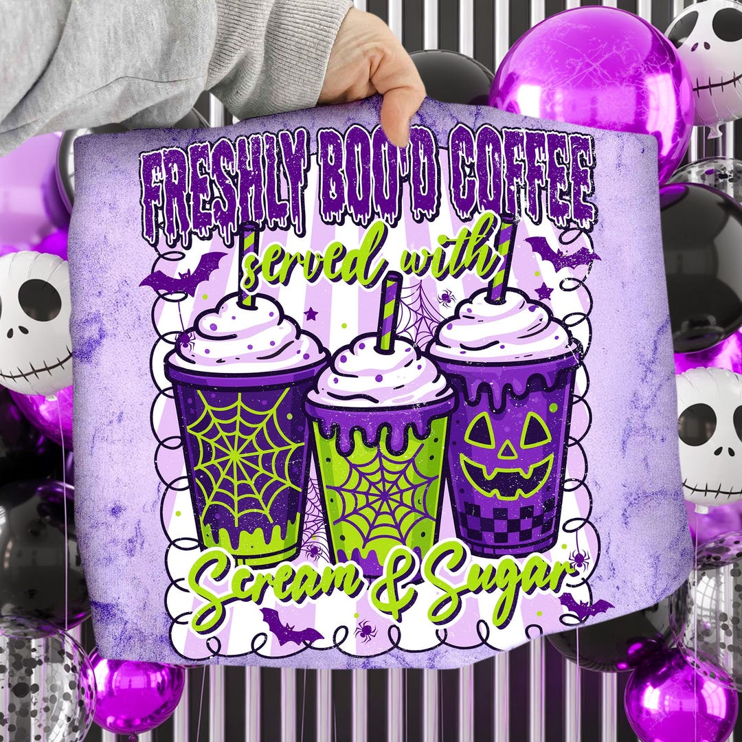 Halloween Coffee Png, Freshly Boo’d Coffee Png, Preppy Halloween Png ...
