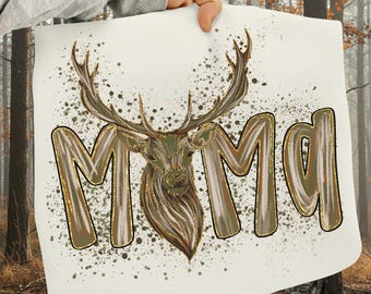 Hunting Mama Brushstroke PNG, Preppy Deer Mom, Mama Hunting Sublimation Design, Antlers Deer Head PNG, Hunting Season Digital Download