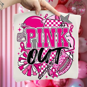Pink Out Png, Breast Cancer Awareness Png, Football Cheer Sublimation, Pink Ribbon Png, Leopard Print Gameday Shirt, Digital Download