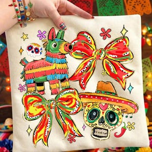 Cinco de Mayo Pincelada Png, Coquette Bow Fiesta Png, Sugar Skull Fiesta Png, Fiesta Piñata Png, Mexican Fiesta Mama Png, Taco Tuesday Png