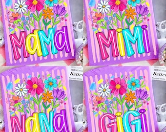 Striped Wildflowers Mama Bundle Png, Trendy Ditsy Floral Mama Png, Floral Grandma Png, Preppy Gigi Nana Png, Mimi Motherhood Png