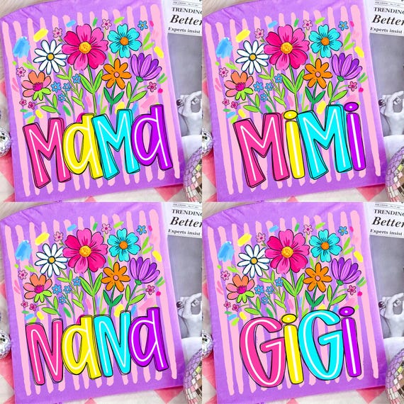 Striped Wildflowers Mama Bundle Png, Trendy Ditsy Floral Mama Png, Floral Grandma Png, Preppy Gigi Nana Png, Mimi Motherhood Png