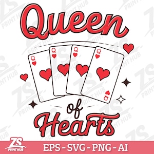 Rainha de Copas SVG PNG Download Digital, Cartão de Dia dos Namorados Clipart, Design Romântico Fofo, Arte de Amor Festivo, Arquivo de Silhueta Cricut