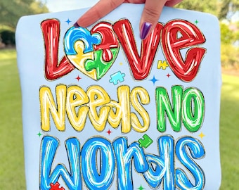 Love Needs No Words Png, Autism Awareness Png, Puzzle Piece Png, Brushstroke Png, Neurodiversity Png, April Png, Support Png, Heart Png