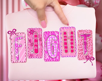 Kampf Png, Brustkrebs Bewusstsein Sublimationsdesign, Rosa Flecken Buchstaben Png, Brustkrebs Png, Band Unterstützung Png, Girly Oktober Png