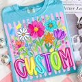 Custom Striped Neon Mama Wildflowers Coquette Bow Png, Trendy Floral Mama Png, Mimi Gigi Nana Floral Png, Cottagecore Mama Png,Brushstroke