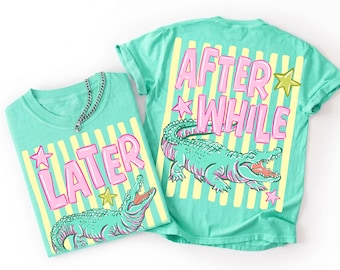 Plus tard alligator PNG, après tout crocodile PNG, rayures tendance PNG, été png, respect des habitants png, girly png, alligator rayé png