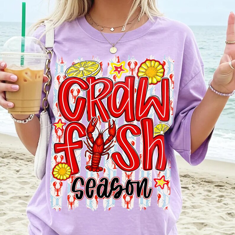 Crawfish Season Png, Brushstroke Crawfish Png, Stripes Crawfish Png, Preppy Crawfish Png, Louisiana Png, Sublimation Digital Download image 3