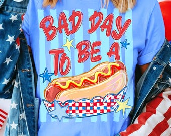 Bad Day To Be A Hot Dog Png, Fourth Of July Png, 4th Of July Png, Summer Bbq Png, Retro Hot Dog Png, Striped Patriotic Png, Funny Hot Dog