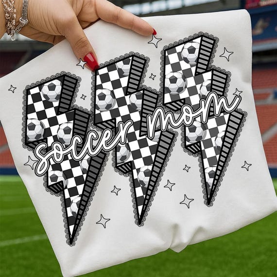 Soccer Mom Png, Lace Soccer Png, Checkerboard Lightning Png, Soccer Shirt Png, Sports Sublimation Design, Game Day Soccer Digital Download