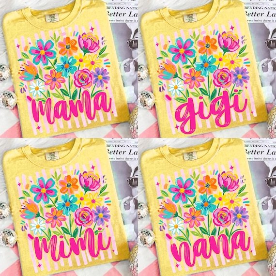 Striped Wildflowers Mama Bundle Png, Trendy Ditsy Floral Mama Png, Floral Grandma Png, Preppy Gigi Nana Png, Mimi Motherhood Png