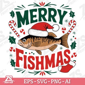Frohe Fishmas Png, Weihnachten Angeln für Männer Frauen Png, Frohe Weihnachten Png, Weihnachten Fishman Png Digital Download