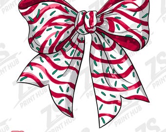 Cute Christmas Tree Cake Bow, Trendy Christmas Bow Png, Holiday Spirit Design Christmas Sublimation, Girly Bow Design, Christmas Design