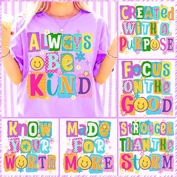 Preppy Mental Health Collage Png, Positive Quote Png, Leopard Print Motivational Png, Mental Health Bundle Png, Always Be Kind Png