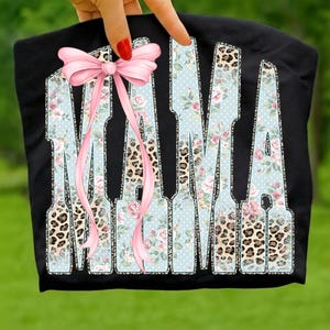 Preppy Leopard Mama Png, Coquette Bow Mama Png, Leopard Print Mama Png, Spring Mothers Day Png, Floral Leopard Mama Png, Trendy Mom Png image 2