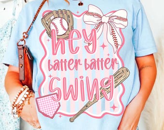 Preppy Baseball Mama Png, Coquette Bow Baseball Png, Hey Batter Batter Swing Png, Checkered Game Day Mama Png, Baseball Shirt Design Png