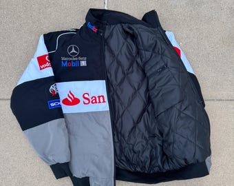 スウェット(CAR) Unisex Adult Mercedes Benz Jacket Grey Embroidered Cotton