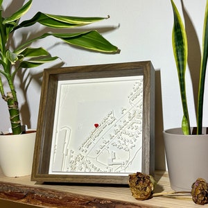 Wohnort personalisiert 3D Bild / Stadt / Haus / Koordinaten Karte / Stecknadel / Stadtplan