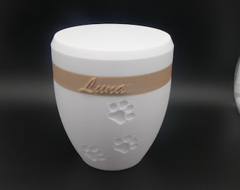 Tierurne mit Pfoten | Urne für Hund & Katze | Haustierurne handgemacht | Gedenkurne Kleintiere und große Hunde | Personalisiert | Erinnerung