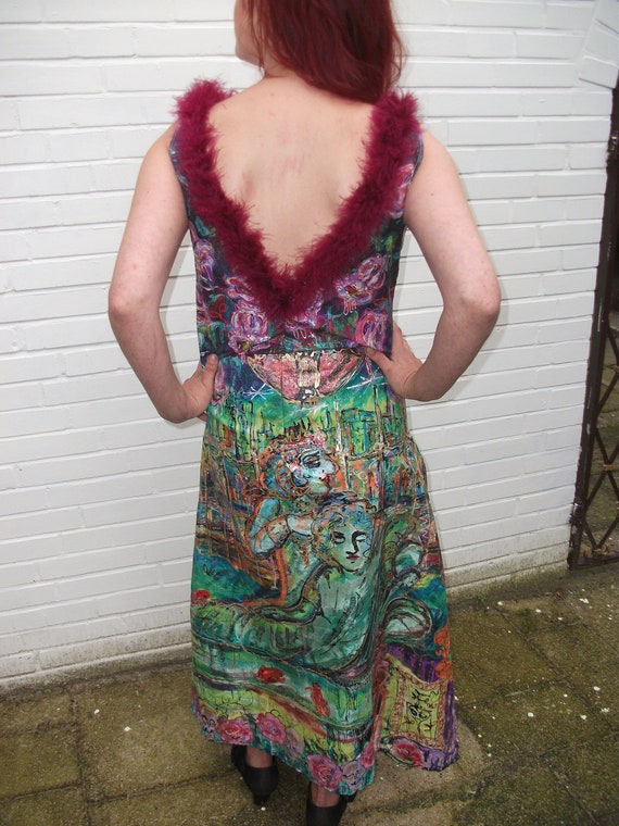 green dress with pink flowers