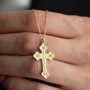 Collier croix de baptême en argent, collier croix chrétienne orthodoxe orientale, collier croix IC XC NIKA, idée cadeau Noël, bijoux chrétiens