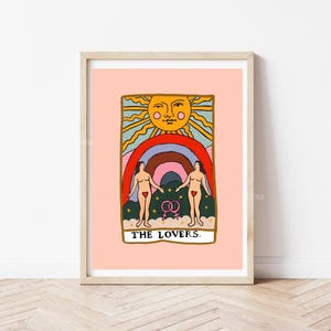 Die Lesben Liebende Tarot Druck | eklektische Drucke | Wahrsagerin Kunstdruck | stolz Drucke | Tarot Geschenke | lustige Geschenke | lesbischen Kunstdruck