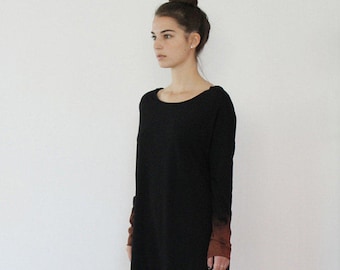 Black Dress, Maxi Dress, Cotton Dress, Long Sleeve Dress, Boho Dress, Shirt Dress, Black Maxi Dress, Design Dress, Loose Dress, Dyed Dress