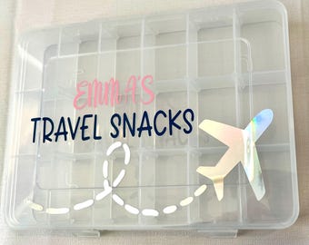 Personalized Travel Snack Box: Holographic Plane Detail, 18 Compartments