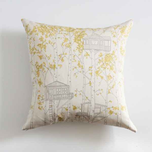 Yellow Tree House Pillow Cover