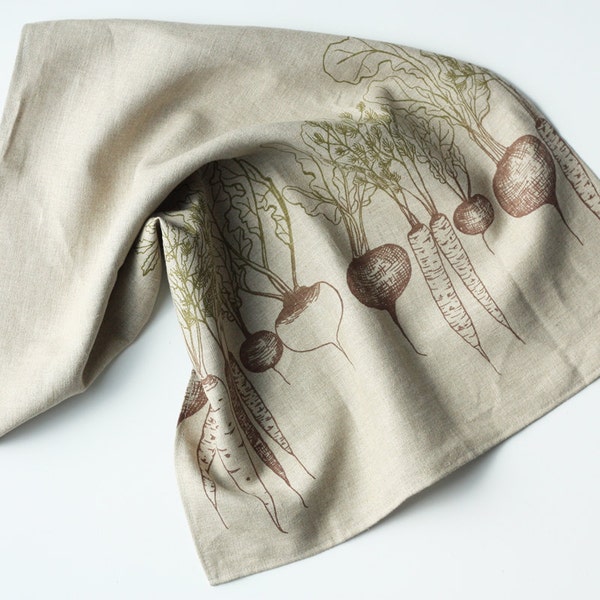 Linen Tea Towel - Root Vegetables