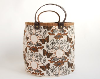 Monarch Medium Basket- Chestnut. Bucket Bag. Storage Bag. Project Bag. Tote. Yarn Basket. Knitting Bag.