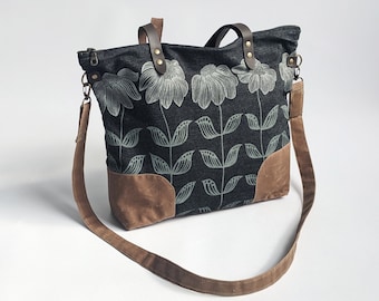 Journey Bag - Bloom. Shoulder Bag. Tote. Across body bag. Book Bag. Purse. Patterned Bag. Screenprinted Bag.