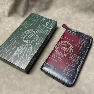 Cartera de piel con cremallera, cartera teñida sencilla, mini cartera, cartera de hombre personalizada, regalo para hombre