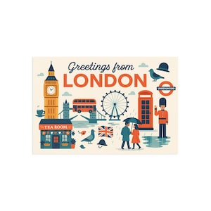 London Themed Fine Art Postcards, Vintage Postcard Set, Greetings from London, Travel Souvenirs, London Wall Art, Gift for Travelers