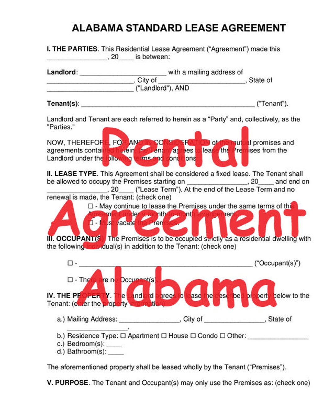 Rental Lease Agreement Alabama Standard Form PDF 280.1 Kb (11 Pages Printed) - Etsy rental-lease-agreement-alabama-standard-form-pdf-280-1-kb-11-pages-printed-etsy