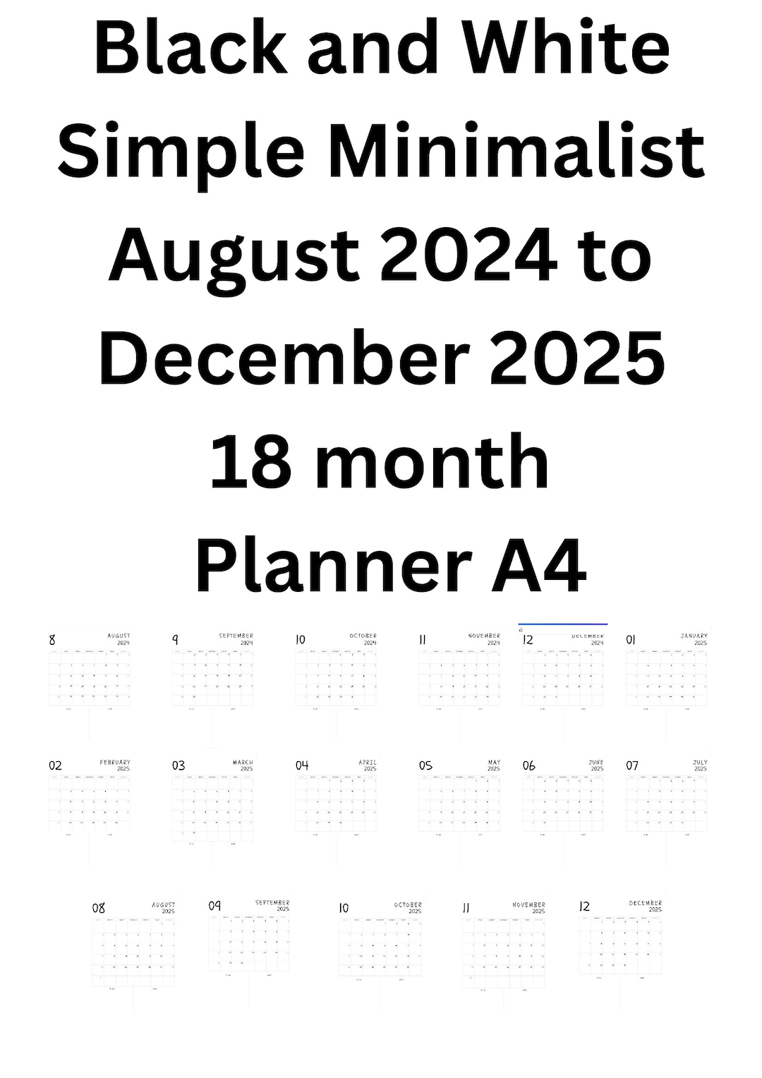Monthly Printable Calendar 18 Individual Months PDF File - Etsy