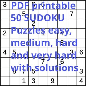 Sudoku Puzzle Book File, Printable Sudoku Puzzles, Sudoku eBook, Digital Puzzle File, Instant Download, Mind Game PDF file