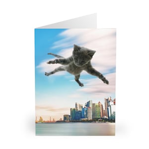 Jeu de cartes de voeux chat fantaisiste, cartes de chat amusantes pour anniversaires, vacances et célébrations, papeterie animaux mignons