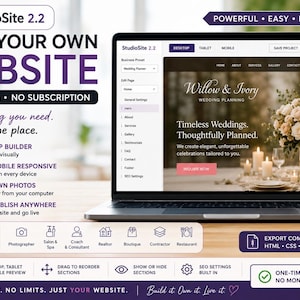 Websitebouwer zonder code, 8 zakelijke websitetemplates, HTML-website met 5 pagina's, drag-and-drop-editor, responsieve websitetemplate