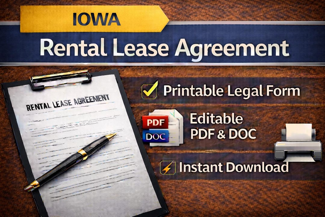 Printable Rental Lease Agreement – Iowa – Editable PDF & DOC – Instant ...