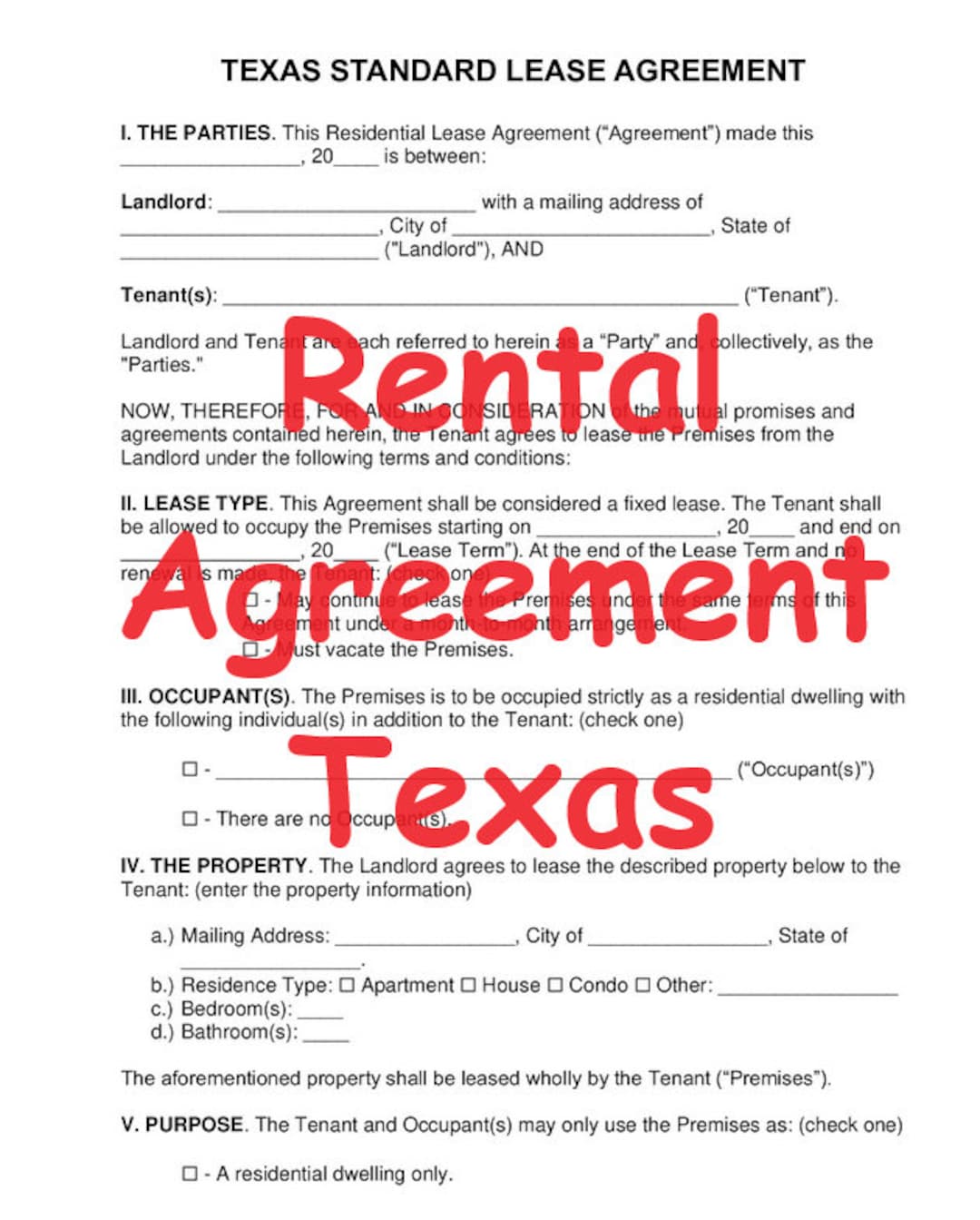 Rental Lease Agreement Texas Standard Form PDF 504.21 Kb - Etsy rental-lease-agreement-texas-standard-form-pdf-504-21-kb-etsy