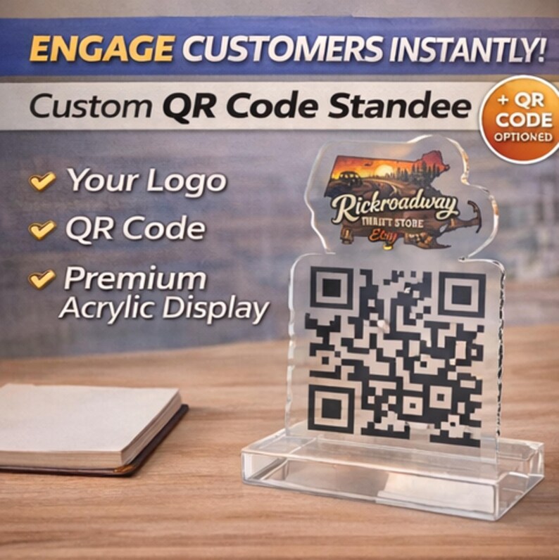 Small Standee Code Custom QR Code Standee Acrylic Sign | Logo + QR Display | Business ...