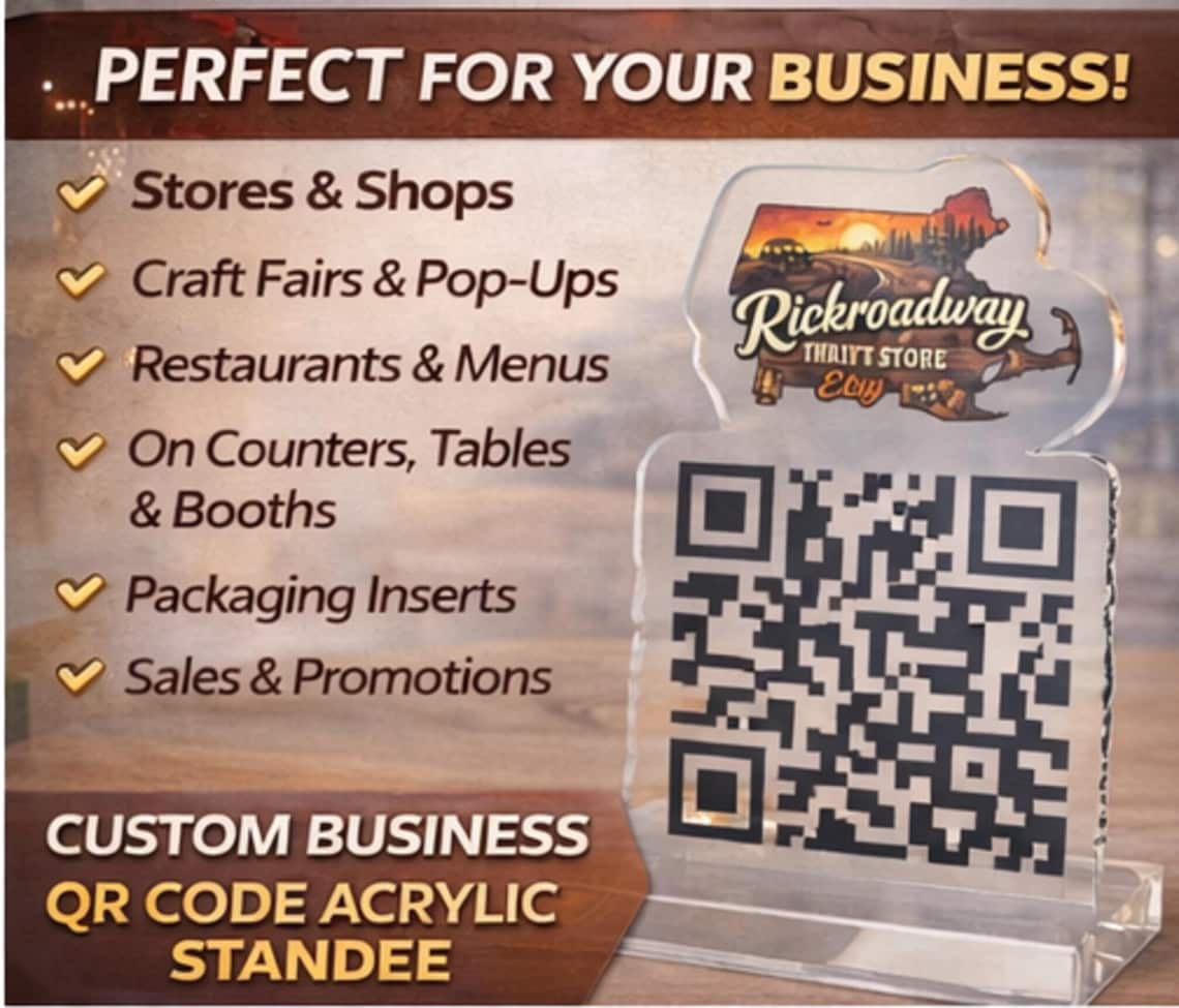 Small Standee Code Custom QR Code Standee Acrylic Sign | Logo + QR Display | Business ...