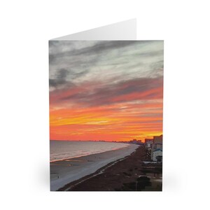 Tarjetas de felicitación "Atardecer Serenidad" (paquete de 5): Vida playera, amantes de la naturaleza, decoración costera, cumpleaños, agradecimientos, tarjetas navideñas