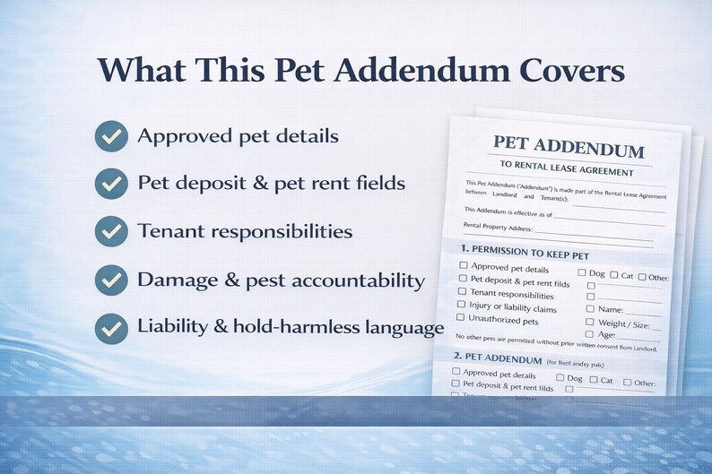 Pet Addendum for Rental Lease Agreement – Landlord Pet Rules ...