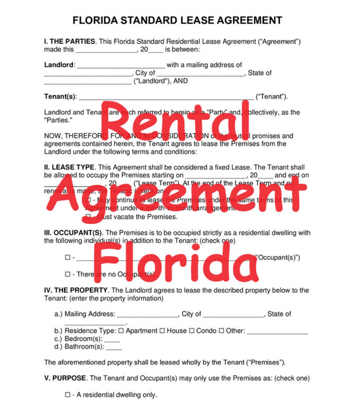Rental Lease Agreement Florida Standard Form PDF 303.68 Kb - Etsy rental-lease-agreement-florida-standard-form-pdf-303-68-kb-etsy
