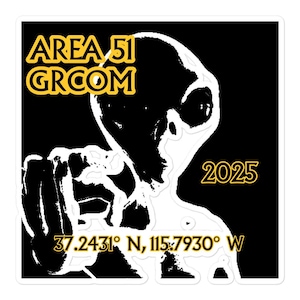 Area 51 Grcom Alien UFO Themed Bubble-free sticker